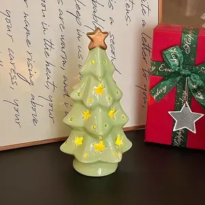 Christmas Ceramic Night Light Tree, Bedroom Dorm Bedside Decor, Christmas Decoration Atmosphere Lamp, Christmas Gift, 1 Piece
