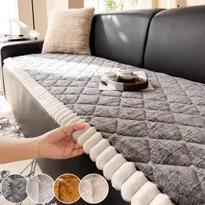 1pc Autumn Winter Plush Thick Non-Slip Sofa Cushion, Luxurious High-End Feel Round Seat Pad, Cozy and Comfortable Home Decor