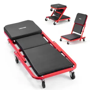 【DealsForYouDays】VEVOR 36 in 3-in-1 Folding Mechanic Creeper, Z-Creeper Garage Roller, 340 lbs Under Car Rolling Creeper with 6 Swivel Casters, Padded Headrest, Lay Down or Sit for Auto Repair