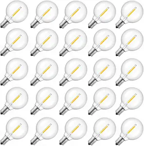 25 Pack G40 LED Replacement Bulbs, E12 Base, 2200K Warm White, Shatterproof Waterproof Dimmable 1.5 Inch Globe Bulbs for Indoor & Outdoor Patio Backyard Home Lighting