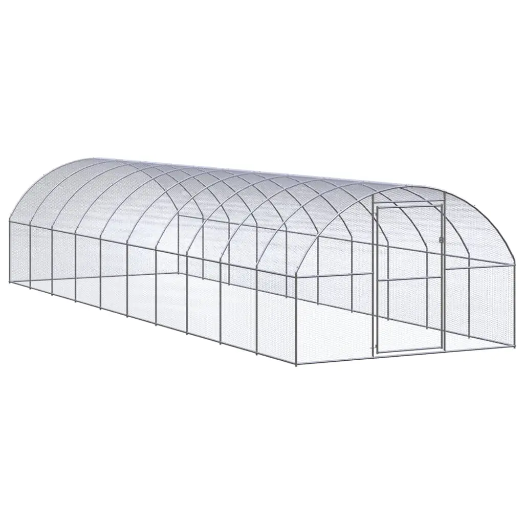 vidaXL Chicken Coop, Chicken Run Hen House, Battery Cage for Chickens Poultry, Easy to Assemble Chicken House Animal Cage, Galvanized Steel 3095467