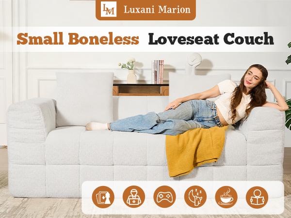 75" Cloud Loveseat Sofa in a Box, No Assembly Required Comfy Deep Seat Boneless Couch, Modern Small Couches for Living Room, Bedroom, Apartment