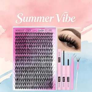 DIY Lash Extension Kit Volume Lash Clusters 40D D Curl Individual Lashes Lash Clusters Kit Thick Eyelash Extension Kit Thin Band Cluster Lashes Lash Bond and Seal and Lash Tweezers Bundle Sets - 40D(320pcs) /80D+100D(280pcs) - Spring Summer Gift Makeup