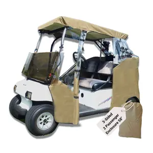 2-Passenger Golf Cart Enclosure - 3-Sided Cover, Open Front, Weatherproof, Taupe with WeatherGuard Fabric and PVC Waterproof Coating