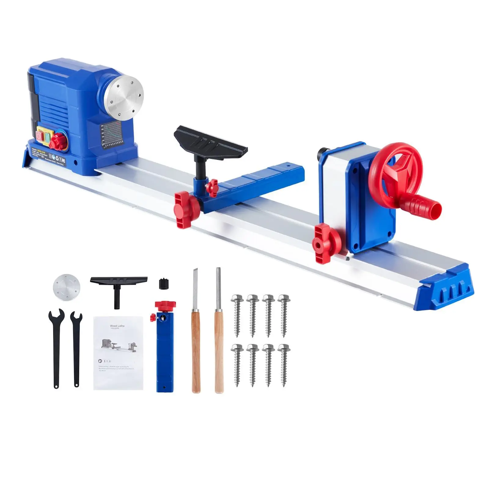 GAOMON Wood Lathe, 10 in x 24 in Benchtop Wood Lathe Machine 0.8 HP 600W Infinitely Variable Speed 800-3000 RPM, Wood Turning Lathe Machine with Wrench & 2 Chisels for Woodworking, Woodturning