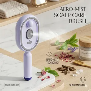 Multifunctional Electric Spray Massage Hair Brush, Essential Oil Mist Aromatherapy Hair Care Comb, Self-Cleaning Anti-Tangle Anti-Static Volumizing Detangler for Frizzy Curly Dry Damaged Hair Daily Styling & Scalp Care