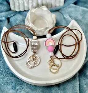 Leather strap and Silicone Bead lanyards with breakaway clasps perfect cruise ship lanyard, teacher appreciation gift lanyard faux microfiber leather necklace lanyard with customization options!