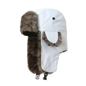 Unisex Faux Fur Winter Trapper Hat - Taslon Aviator Ski Trooper Hat with Ear Flaps - Warm Snow Eskimo Hat for Cold Weather Adventures