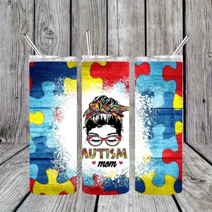 20 oz stainless steel autism mom tumbler