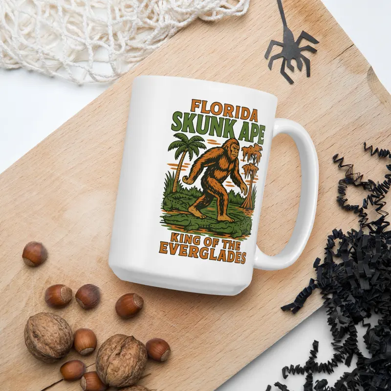 〖invisible ink〗MUD N DUST THE CUP BITER WANTED: For Smelling Real Suspicious 15 oz Mug | Funny Bigfoot