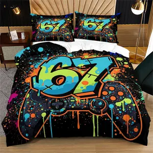 Creative Design Bedding Set for Boys & Young Adults, Ideal Gift for Kids' Room Decor, Includes Sheet & Pillowcases (2/3 Piece) Bedsheet Sets
