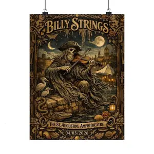 [Sale Up To 50%][No frame, Free Ship] Billy Strings | 04/03/2026 | St. Augustine, FL | Concert Poster