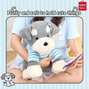 MINISO Cute Schnauzer Sitting Plush Doll,13.77" Soft and Cute Collectible,Soft Cuddly Companion for Dog Lovers Home Decor Cute Pet Themed,Birthday Gift,Holiday Gift(1pc)