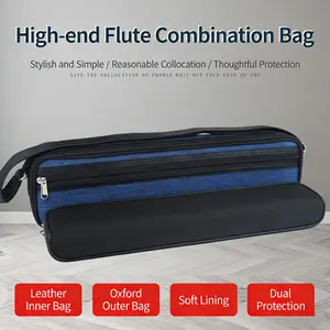 Professional W-122 Flute Case Set, Luxury Leather Protection Box, Cotton Oxford Denim Bag, Instrument Accessories