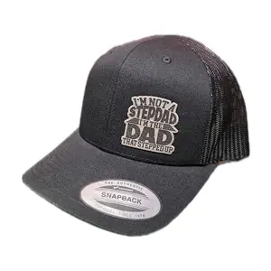 StepDad That Stepped Up Hat - Snapback / Flexfit Available In Multiple Colors - Cotton & Polyester - Carbon Fiber Silver Leatherette Patch trucker hat