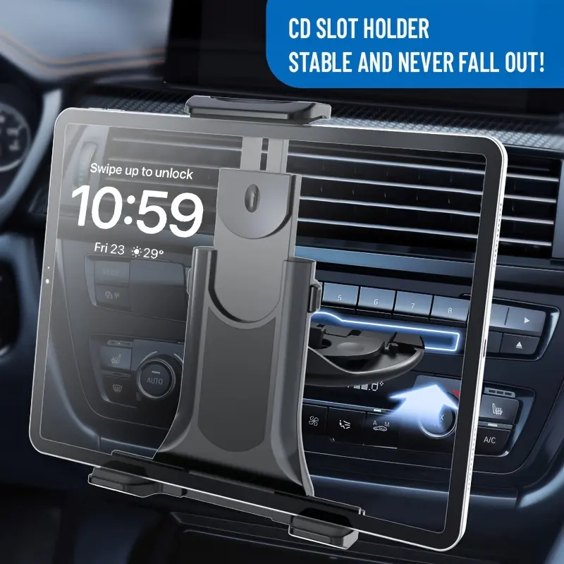 Car CD Slot Tablet Holder, Quick Installation Compatible with All Car CD Media Slots Phone Holder, Stable and Non-Falling, Suitable for 4-13 Inch Tablets and Phones