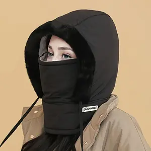 Cycling hat, winter new thermal hat, men's and women's ear protectors, fleece, thickened cold-proof mask, scarf and neck integrated hat