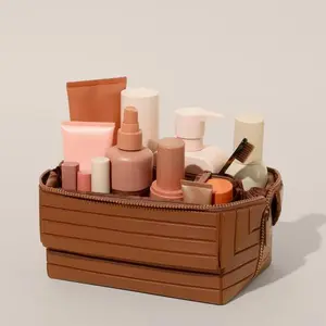 Foldable Waterproof Makeup Bag – Huge Capacity, Lightweight 1.1lbs! No More Messy Travel Cosmetics (8.5x7.2x5.7 Inches)