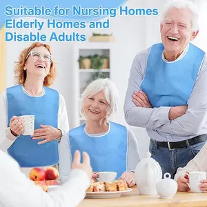 Anti-Stain Eating Cloth Adjustable with Pocket for Elderly Care Eating Aid Recovery Bib Suitable for Nursing Homes Elderly Homes and Disable Adults