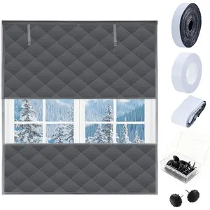 Thermal Window Insulation Kit for Winter, Winterizing Window Cover Waterproof Cloth Cotton Layer Reusable Blanket Cold Protector for Home Attic RV Keep Warm