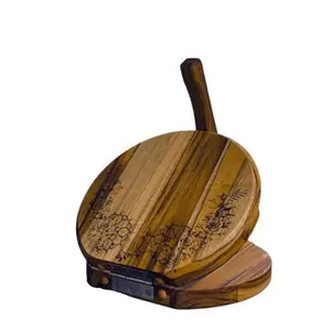 Teak Tortilla and Dough Press with Mandala by PureLife Organic, Inc Kitchen Smooth Wooden Round Utensils