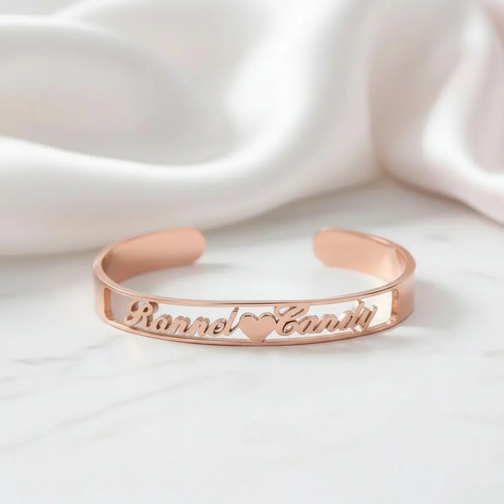 Customized Gold Nameplate Bangle- Black Diamond Options New York