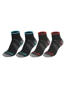 4 Pairs Compression Tight Fit Geometric Pattern Socks for Running Sports, Arch Support Socks Relieve Muscle Plantar Fascia Fatigue, Gym Cycling Workout & Travel Flight Socks for Men Women EU39-43