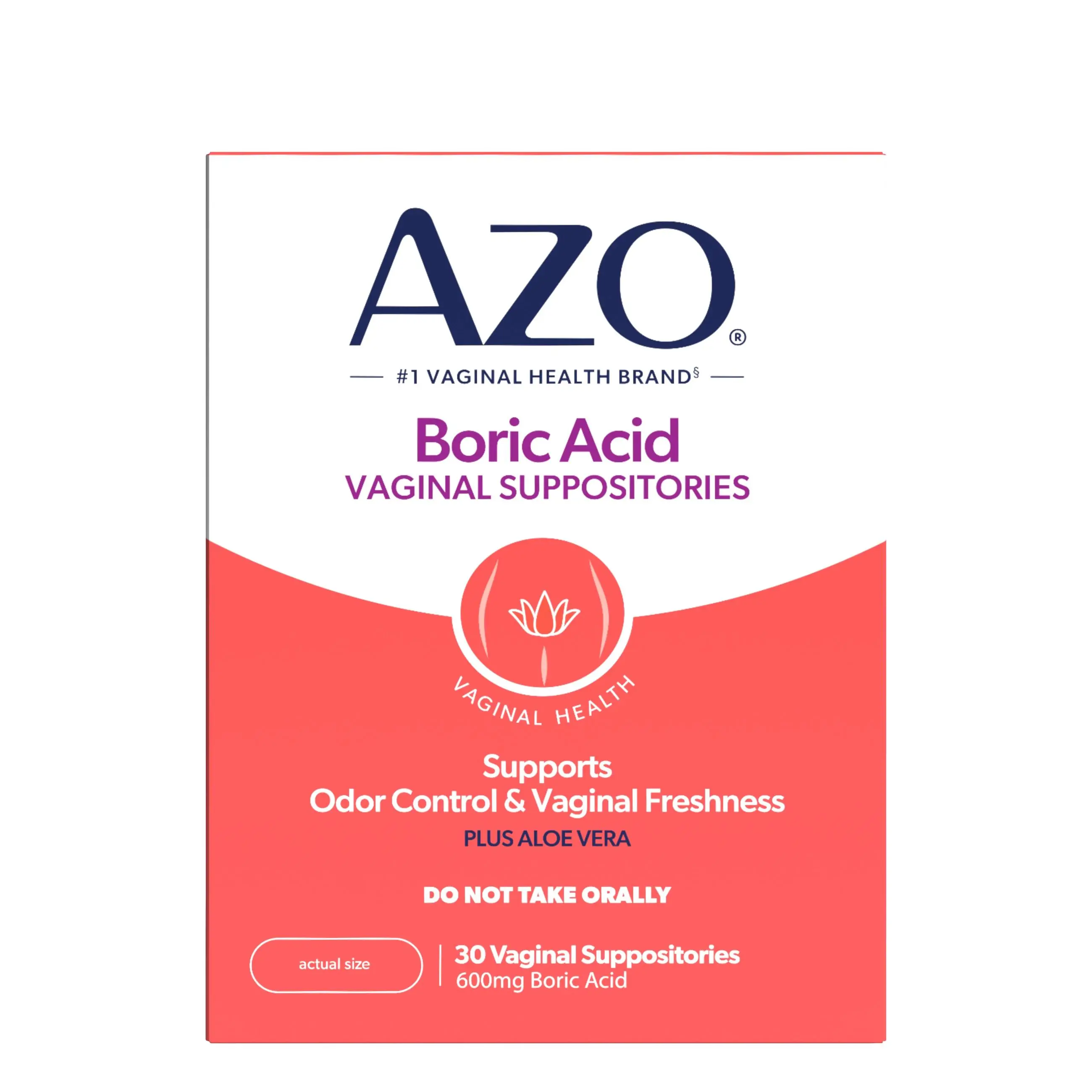 AZO Boric Acid Vaginal Suppositories for Women - Daily Vaginal Freshness & Intimate Feminine Wellness Support