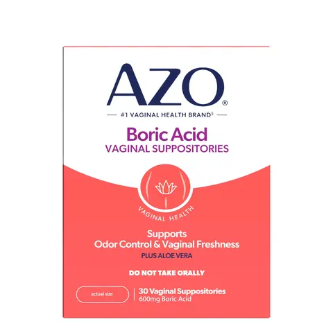 AZO Boric Acid Vaginal Suppositories for Women - Daily Vaginal Freshness & Intimate Feminine Wellness Support