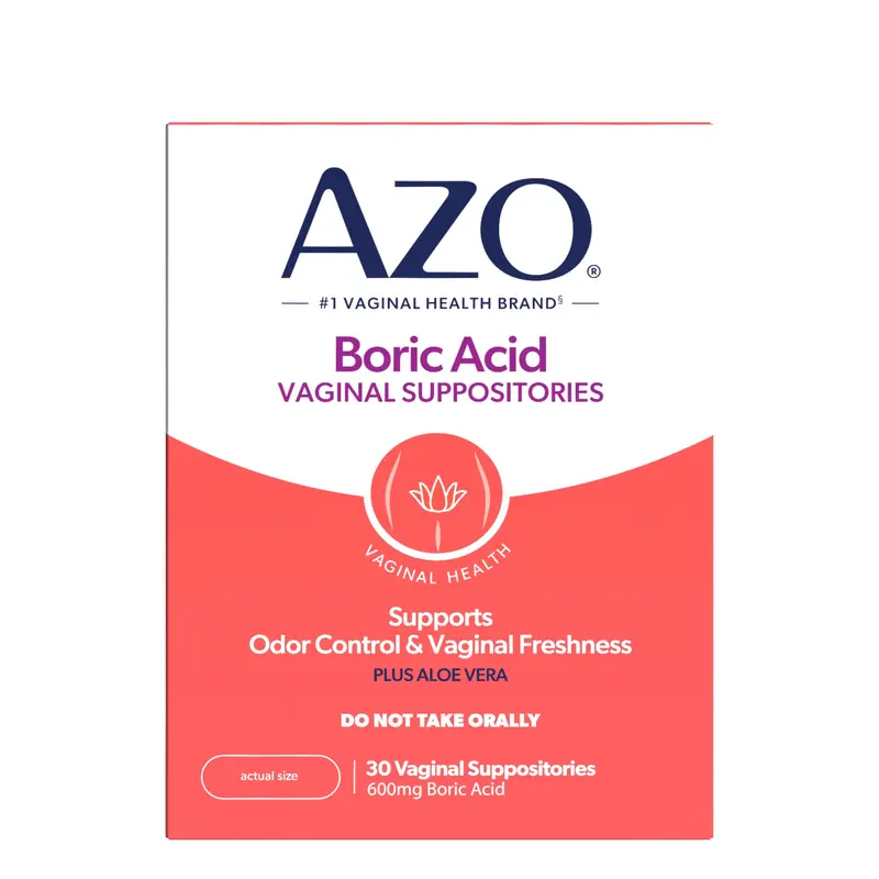 AZO Boric Acid Vaginal Suppositories for Women - Daily Vaginal Freshness & Intimate Feminine Wellness Support