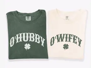 Comfort Colors His Hers Shamrock St Patrick's Day 2026 T-Shirts, St Patty's Day Shirt, Funny Group Matching Tees, Patrick's Matching Shirt, Couples Outfits, Lucky Shirt, Full Size, Full Color