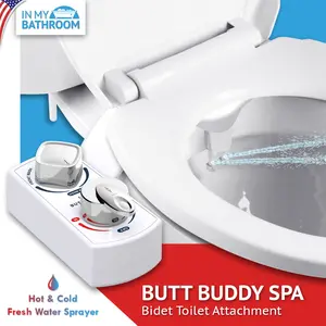 BUTT BUDDY Spa Bidet Seat Toilet Attachment w/ Cool & Warm Temperature Control (Universal Fit & Non-Electric | Dual-Nozzle & Adjustable Pressure)