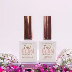 SELFGLAM Clear Rubber Base Gel and Diamond Top Coat    Salon Gel x Nail Polish
