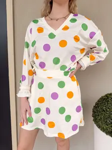 Mardi Gras Polka Dot Pullover & Skirt Set