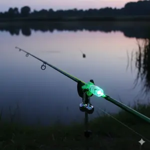 Night Fishing Dual Alarm Bell Light Set, Red Green LED Rod Tip Warning Lights, Bite Alert Clip-on Bell, for Sea & Stream Fishing Rods, Portable Outdoor Bite Alarm System, Fishing Equipment