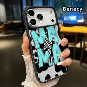 Magnetic Soft Case for iPhone 17 Pro Max 17 Air Cow Skin Mama Pattern Anti-Yellowing Shockproof ultra-thin Silicone Crystal Transparent Acrylic Cover Supports Wireless Charging