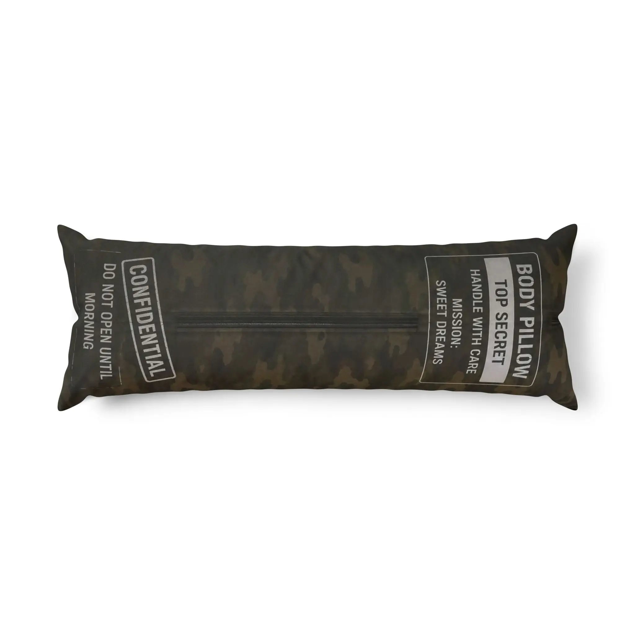 Sarcasm Culture Military Look Body Pillow - Polyester Fleece 54 in Confidential Funny Bolster, Muted Tones, 360° Full-Color Double-Sided Printing, Removable Cover for Cozy Bed Late Nights, 360° Full-Color Print