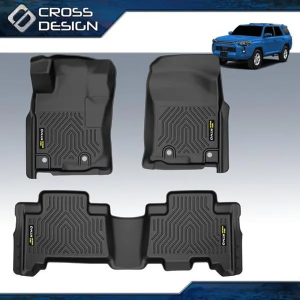 CROSSDESIGN 3PCS TPE Car Floor Mats Rubber  Fit For 2014-2023 Toyota 4runner Lexus Gx460,All Weather Floor Mats Rubber ,Waterproof Anti-slip Floor Mats Upgraded Version Floor Mats Front & 2nd Row Upgraded Version Selectable
