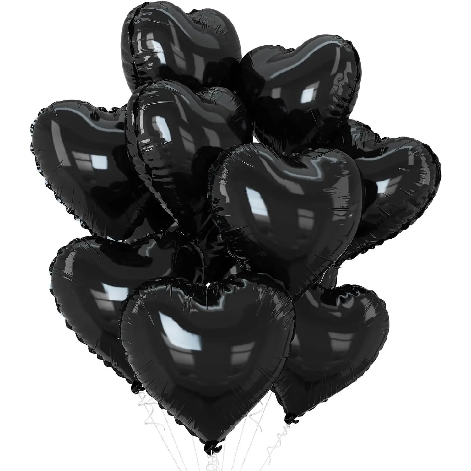 10-Pack Black Foil Heart Balloons, 18-Inch Helium Polyester Film Balloons Set for Valentine's, Birthday, Wedding Party Decorations (Home & Festive Supplies), Birthday Party