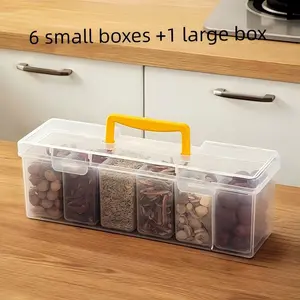 7pcs Storage Boxes Set, Transparent PP Material, Stackable & Reusable, Ideal for Kitchen, Fridge, Pantry, Food Organization