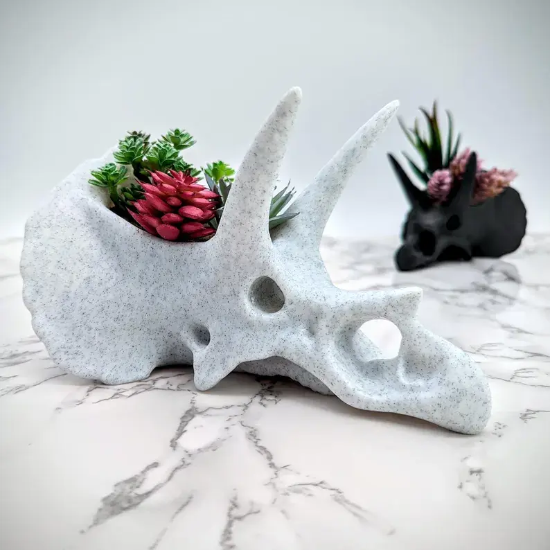 Triceratops Skull Planter | Dinosaur Skeleton Skull Pot | Creative Indoor Skeleton Flower Pot