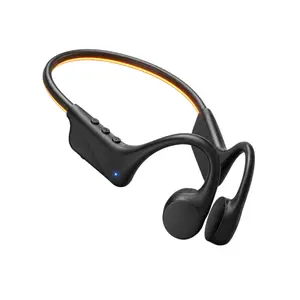 Bluetooth 6.0 Open-Ear Bone Conduction Sport Headphones with Rear LED Glow Light for Safer Night Running, IP56 Waterproof, Dual-Device Connection, Lightweight Secure Fit, Long Battery Life, Built-in Mic Wireless Earphones for Workouts and Running