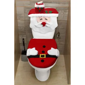 4Pcs Xmas Santa Toilet Seat Cover and Towel,Christmas Decorations Clearance