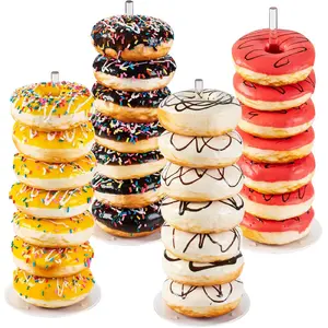 4PCS Acrylic Donut Display Stand Tower - Dessert Table Holder for Donuts, Bagels & Doughnuts - Perfect for Parties, Christmas, Birthday & New Year