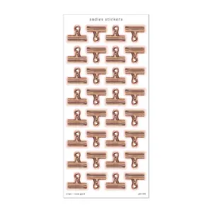 Clips • Rose Gold • Sticker Sheet • Stickers for Scrapbooking, Journaling, Bullet Journal, Junk Journal, Planner, Calendar