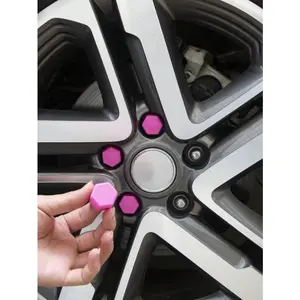 [20pcs Pink Lug Nut Covers] 20pcs Universal Model Silicone Car Wheel Hub Screw Bolt Nut Covers, 19mm, Decorative Protective Cap, Durable Pink Lug Nut Covers for Vehicle Wheel