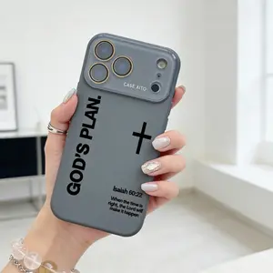 God's Plan Dopamine Ins Style Solid Color Phone Case with Ultra Skin friendly Touch, All Inclusive Lens Phone Case Suitable for Apple 17 16 15 14 13 12 PRO MAX