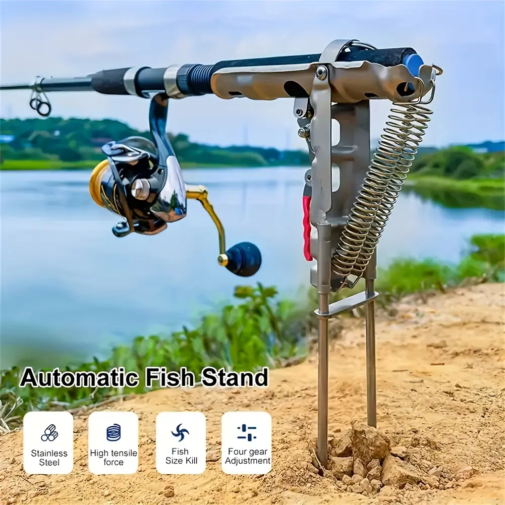 Automatic Fishing Rod Holder, High Sensitivity Dual Spring Ground Fishing Rod Holder, Stainless Steel Rod Holder