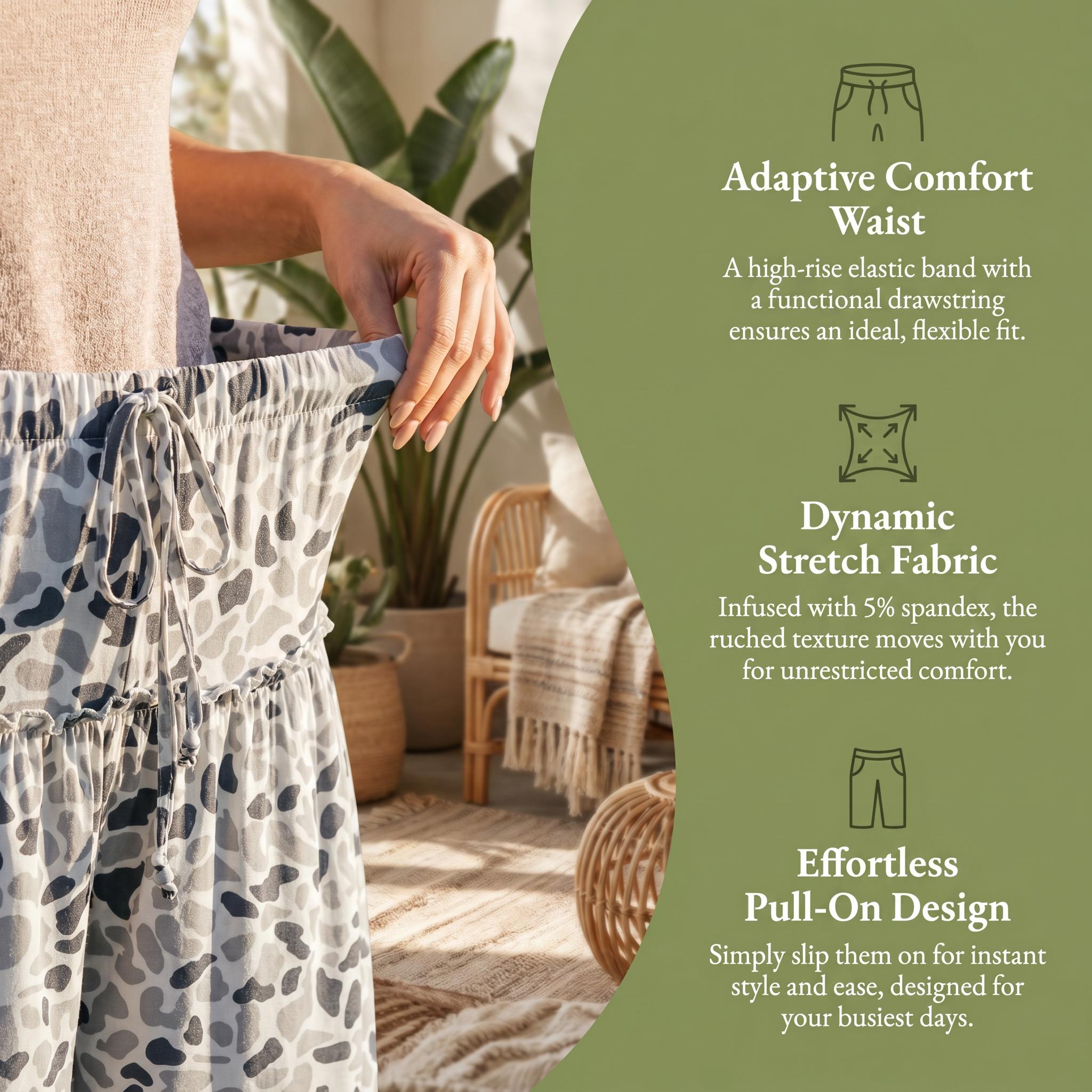 Multicolour Camo Print Wide Leg Casual Pants,back to school shopping