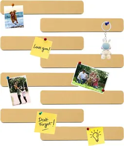 Board Bar Strips 8Pcs Rectangle Felt Cork with 35 Pushpins Self-Adhesive Bulletin Board Strips Office School Home Wall Stickers Memos Schedules Photos Display Deep Camel